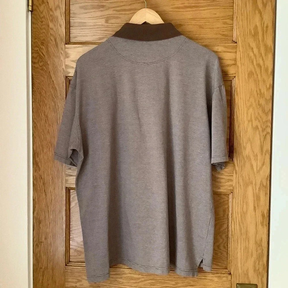 VINTAGE Oversized Brown Cotton Knit Polo Shirt - Picture 3 of 14